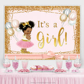 Es ist A Mädchen Golden Rosa Ballon Babydusche Hintergrund